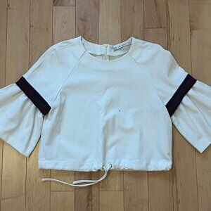 zara puff sleeve elastic waist top